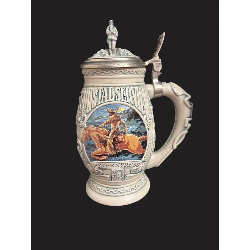 Avon Salute To The Postal Service‎ Stein Pony Express & Benjamin Franklin Design